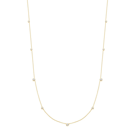 Gold Bezel Cubic Zirconia Station Necklace