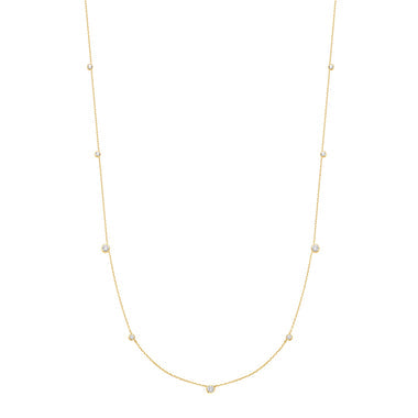 Gold Bezel Cubic Zirconia Station Necklace