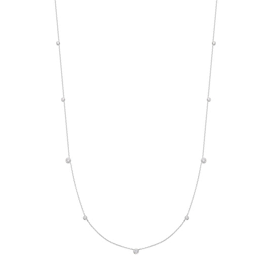Silver Bezel Cubic Zirconia Station Necklace