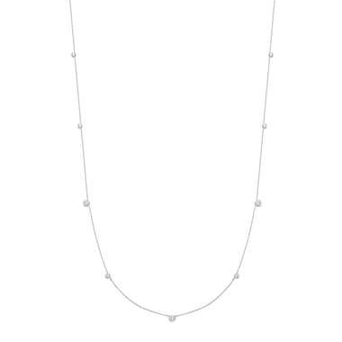 Silver Bezel Cubic Zirconia Station Necklace