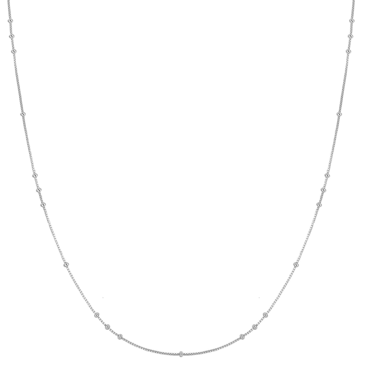 Silver Mini Bead Station Necklace