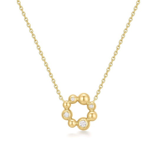 Gold Asymmetric Beaded Circle Necklace