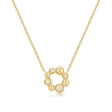 Gold Asymmetric Beaded Circle Necklace
