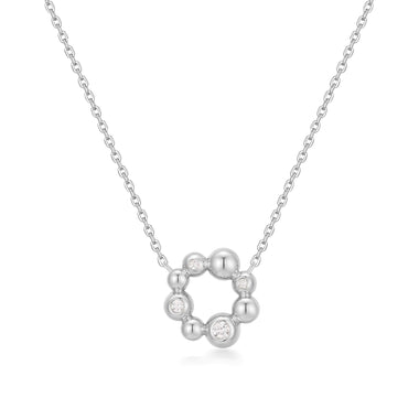 Silver Asymmetric Beaded Circle Necklace