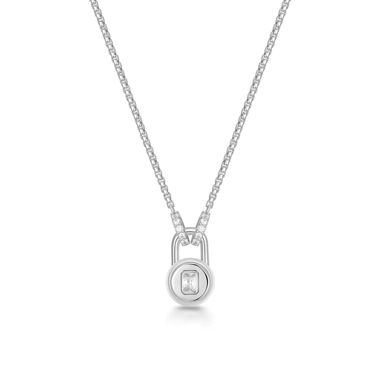 Silver Linked Locket Dangle Necklace