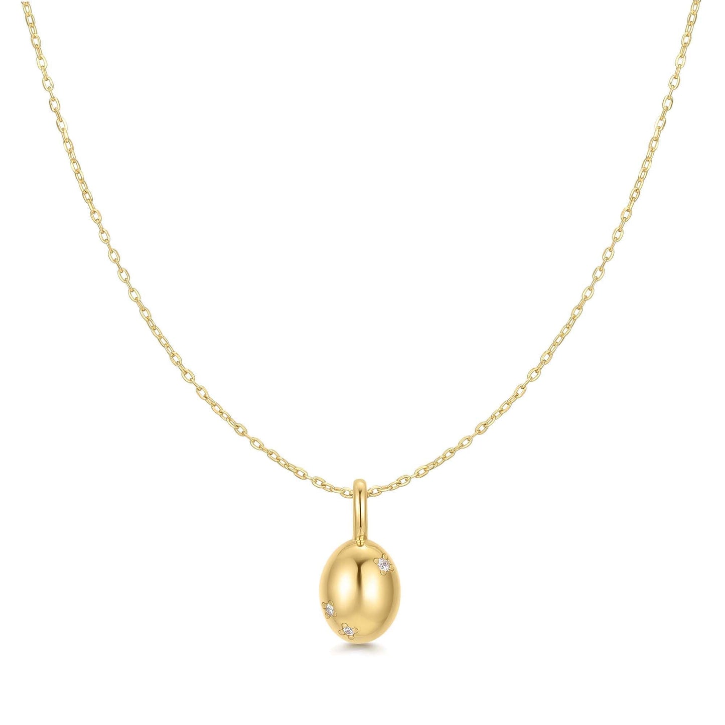 Gold Floral Oval Pendent Necklace