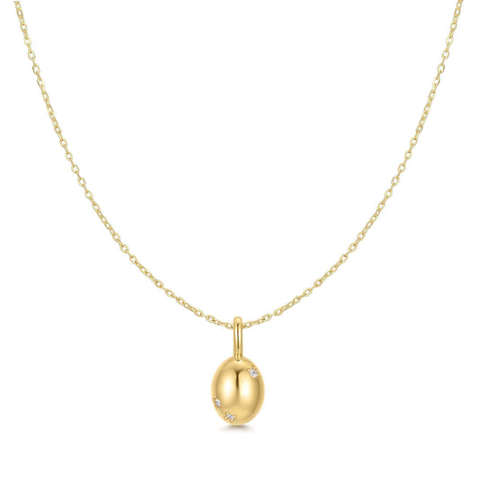 Gold Floral Oval Pendent Necklace