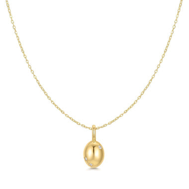 Gold Floral Oval Pendent Necklace