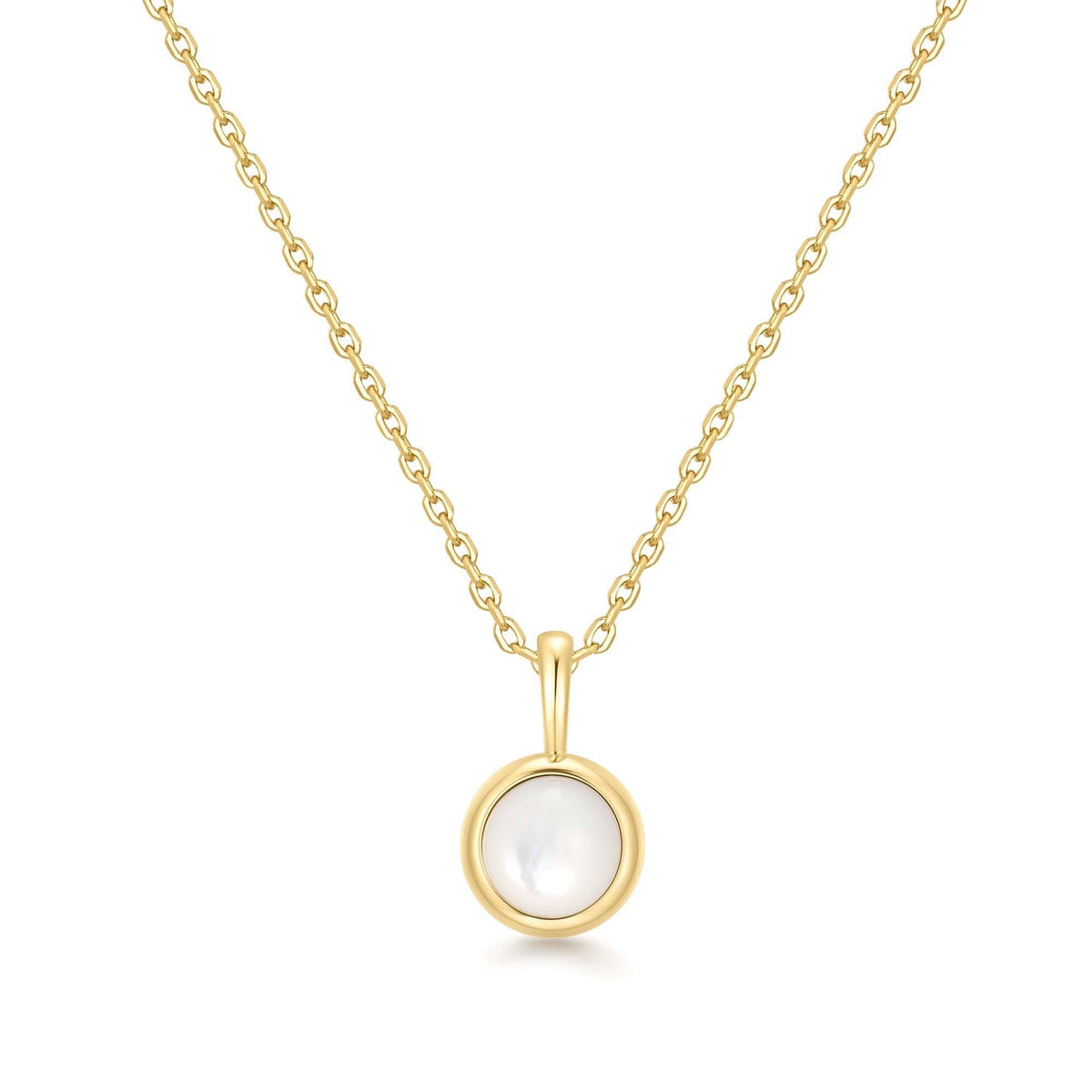 Gold Mother of Pearl Pendant Necklace