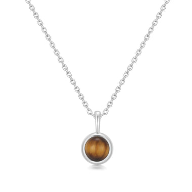 Silver Tiger Eye Pendant Necklace
