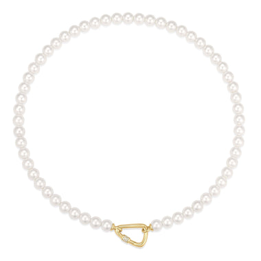 Gold Lobster Clasp Shell Pearl Necklace