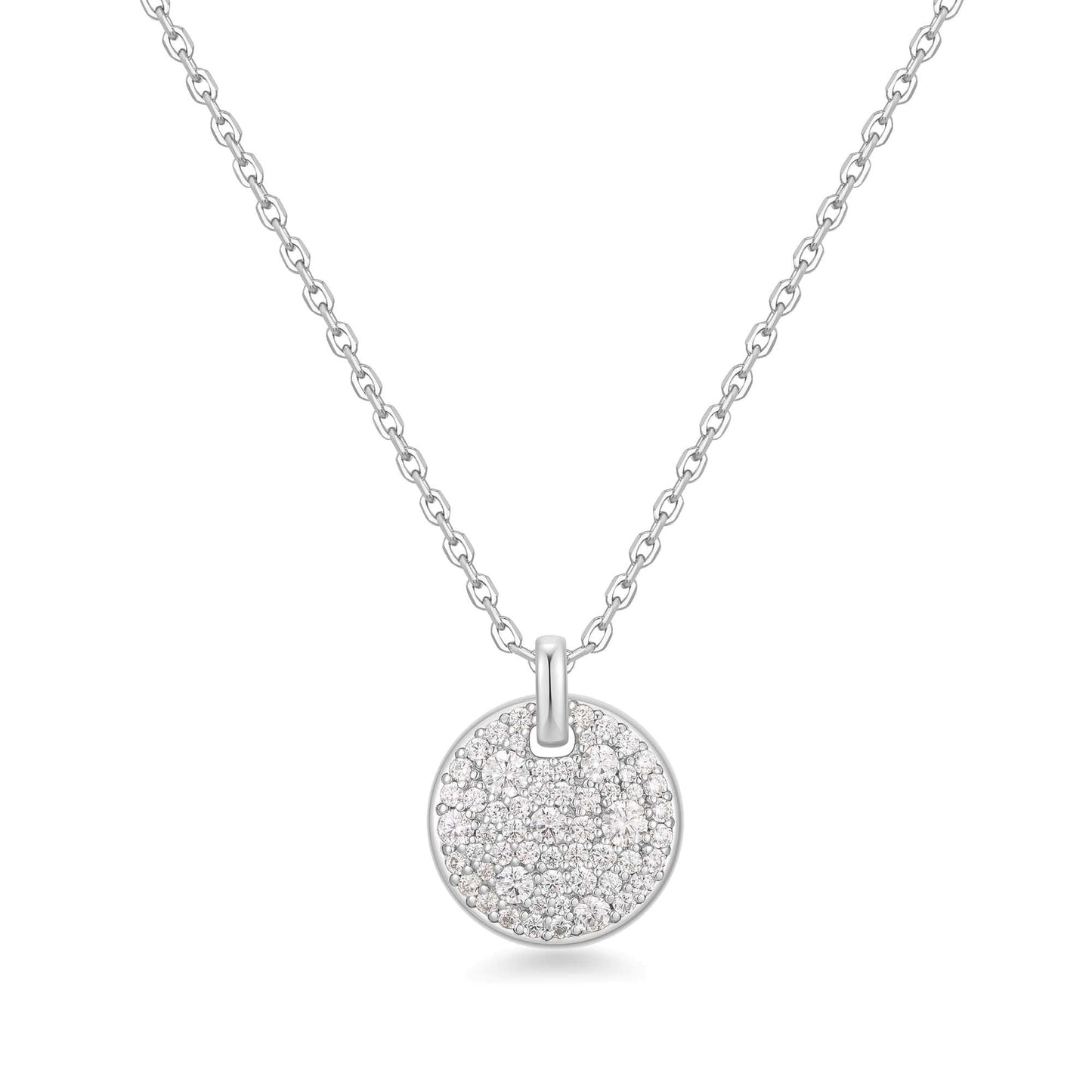 Silver Large Pav¨¦ Disc Necklace