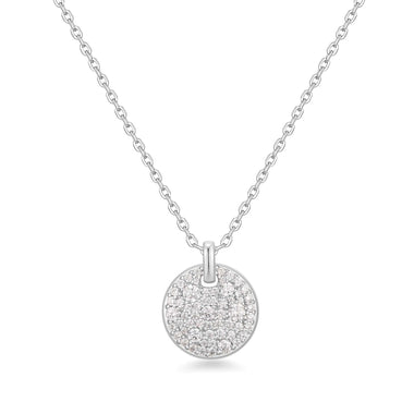 Silver Large Pavé Disc Necklace