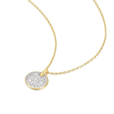 Two-Tone Large Pavé Disc Necklace