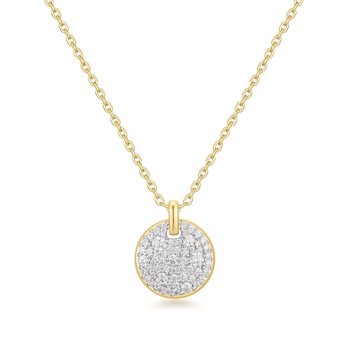 Two-Tone Large Pav¨¦ Disc Necklace