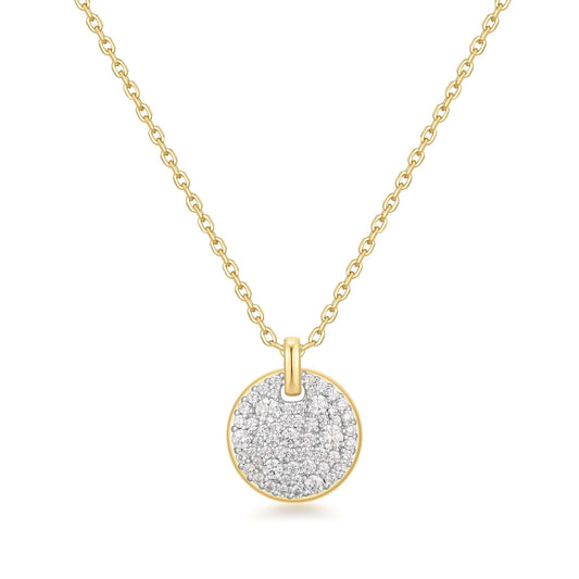 Two-Tone Large Pav¨¦ Disc Necklace
