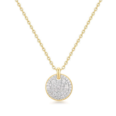Two-Tone Large Pavé Disc Necklace