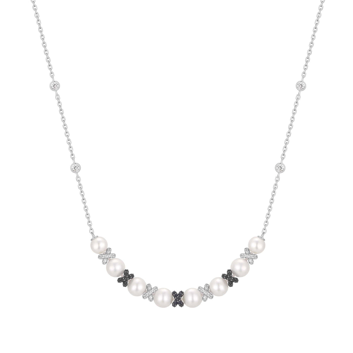 Two-Tone Sparkling Braided Shell Pearl Necklace