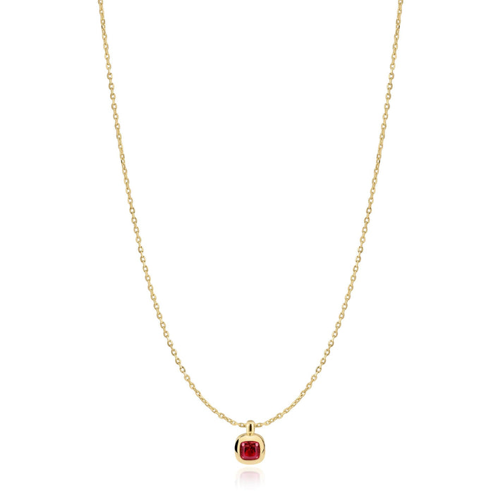 Gold Crimson Solitaire Necklace