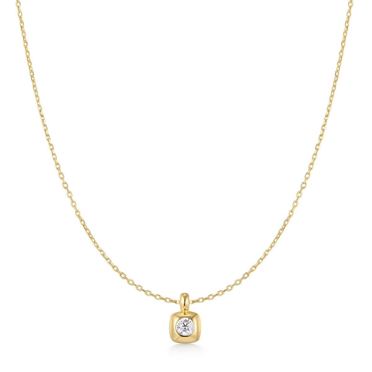 Gold Modern Bezel-Set Solitaire Necklace
