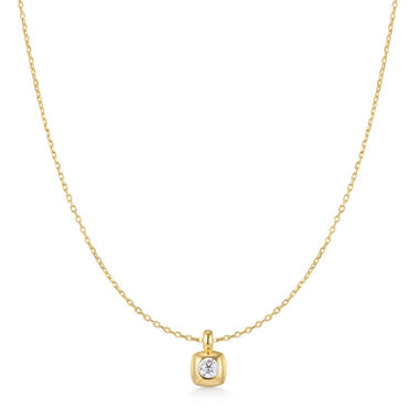 Gold Modern Bezel-Set Solitaire Necklace
