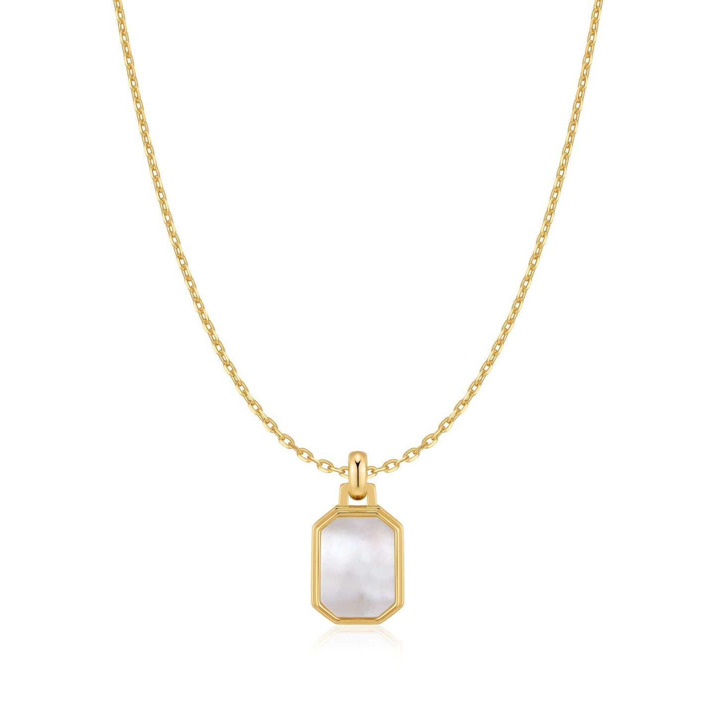 Gold Square Mother-of-Pearl Necklace