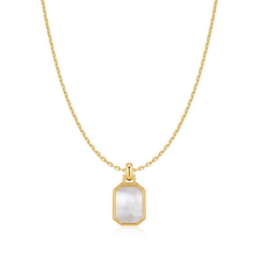 Gold Square Mother-of-Pearl Necklace
