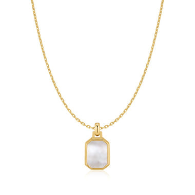 Gold Square Mother-of-Pearl Necklace