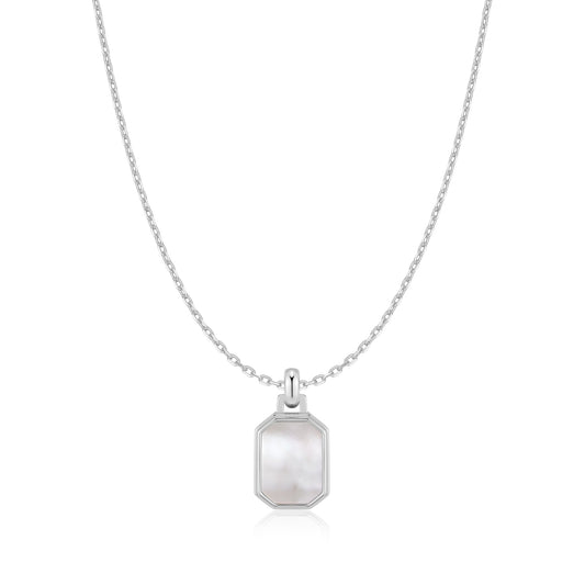 Silver Square Mother-of-Pearl Necklace