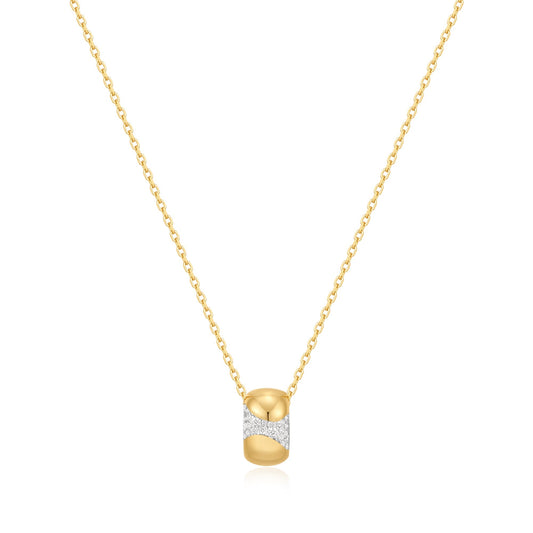 Gold Puffed Rivulet Pav¨¦ Necklace