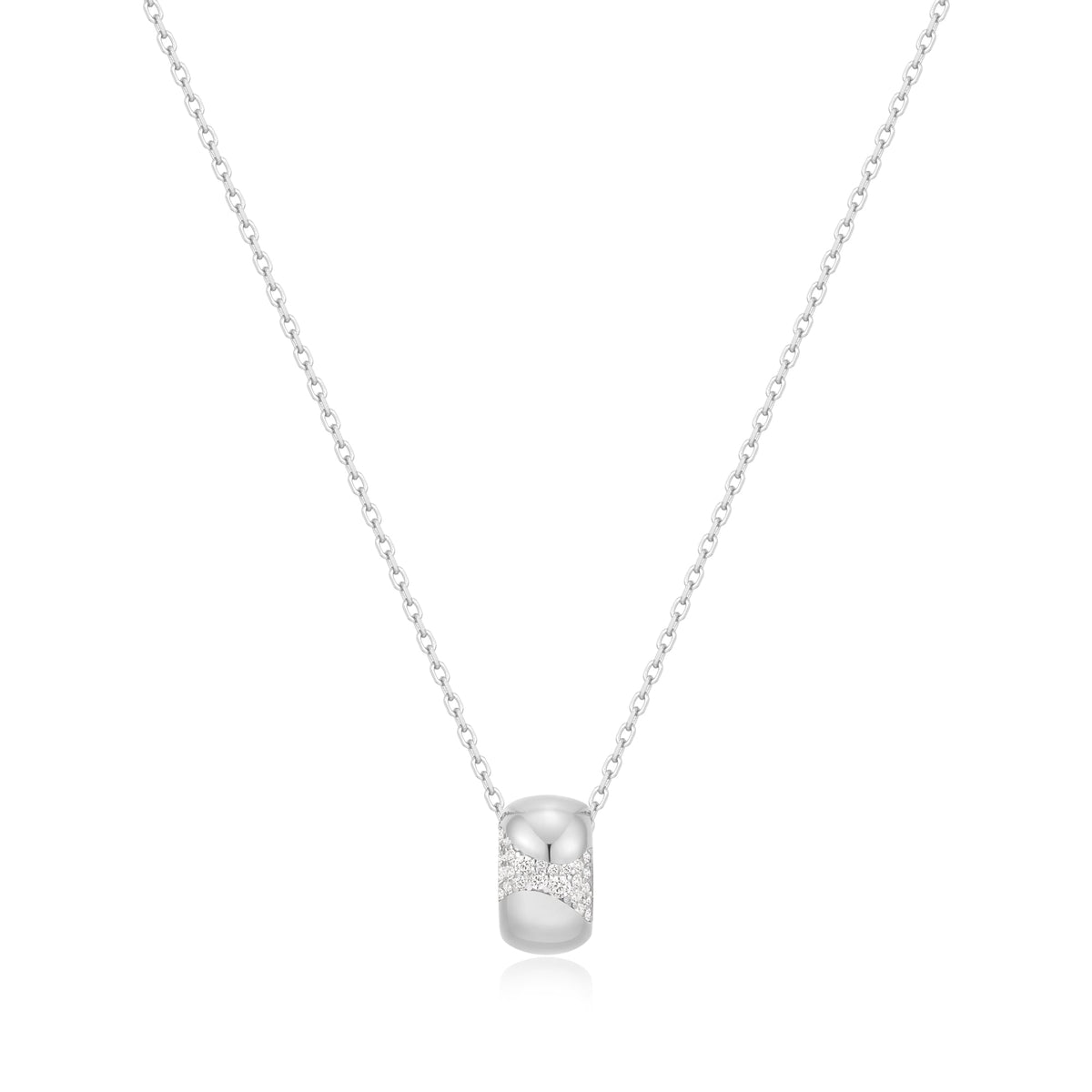 Silver Puffed Rivulet Pav¨¦ Necklace