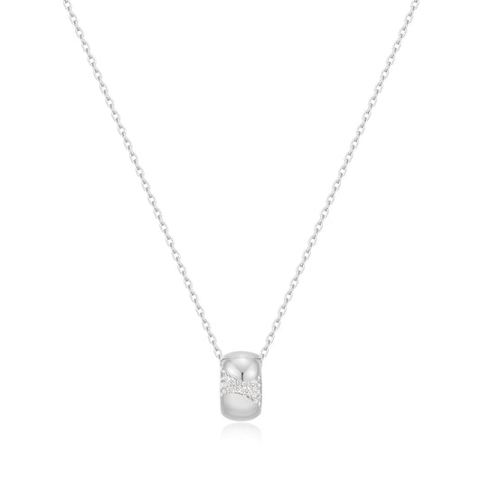 Silver Puffed Rivulet Pav¨¦ Necklace