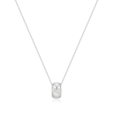 Silver Puffed Rivulet Pavé Necklace