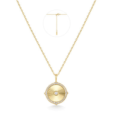 Gold Diamond-Cut Sunny Disc Necklace