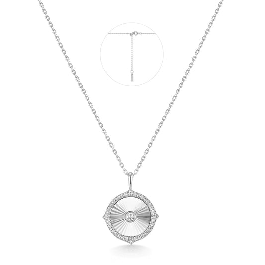 Silver Diamond-Cut Sunny Disc Necklace