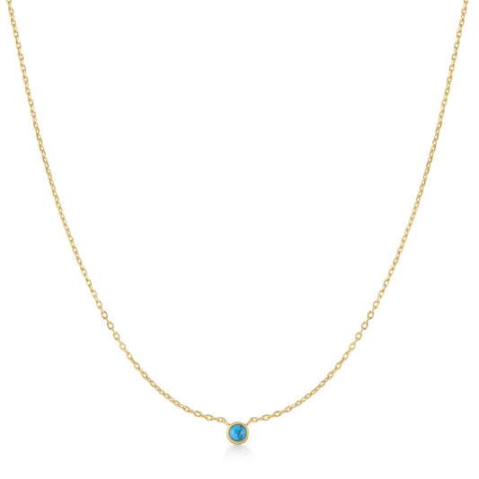 Gold Bezel-Set Lab-Created Turquoise Solitaire Necklace