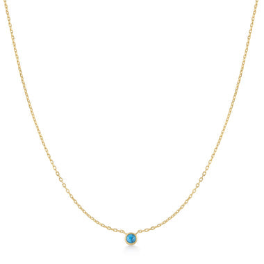 Gold Bezel-Set Lab-Created Turquoise Solitaire Necklace