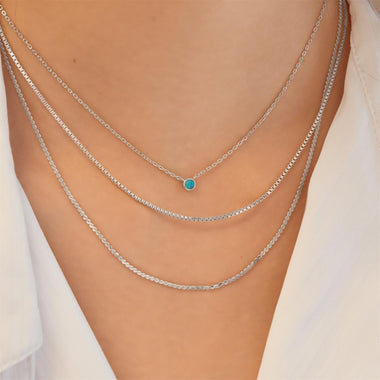 Silver Bezel-Set Lab-Created Turquoise Solitaire Necklace