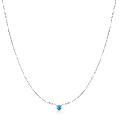 Silver Bezel-Set Lab-Created Turquoise Solitaire Necklace