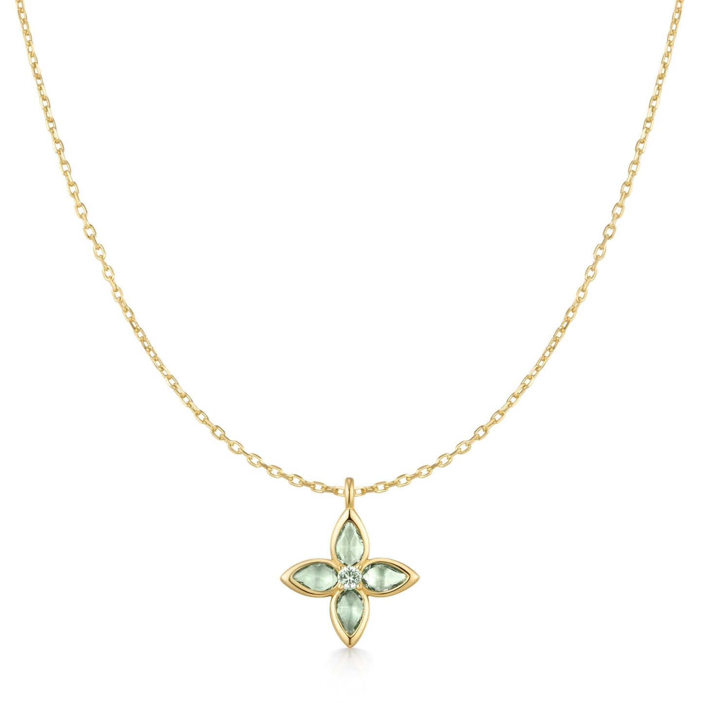 Gold Mint Green Lucky Clover Necklace