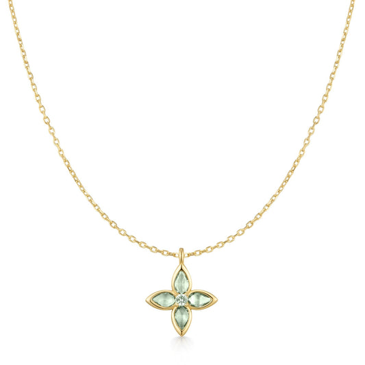 Gold Mint Green Lucky Clover Necklace