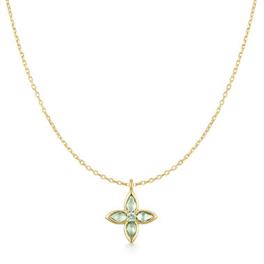 Gold Mint Green Lucky Clover Necklace
