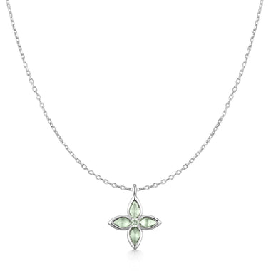 Silver Mint Green Lucky Clover Necklace
