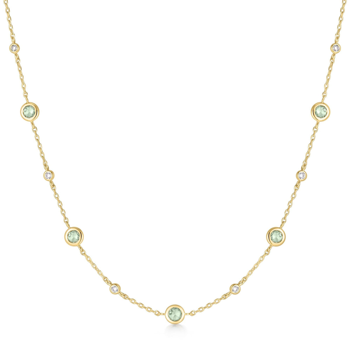 Gold Mint Green Station Necklace