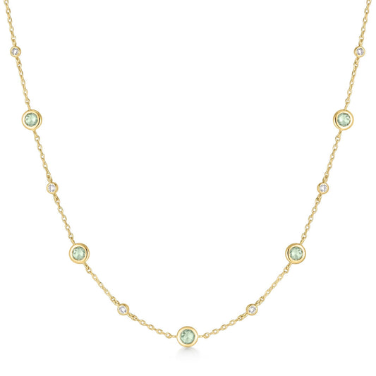 Gold Mint Green Station Necklace
