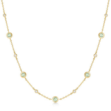 Gold Mint Green Station Necklace