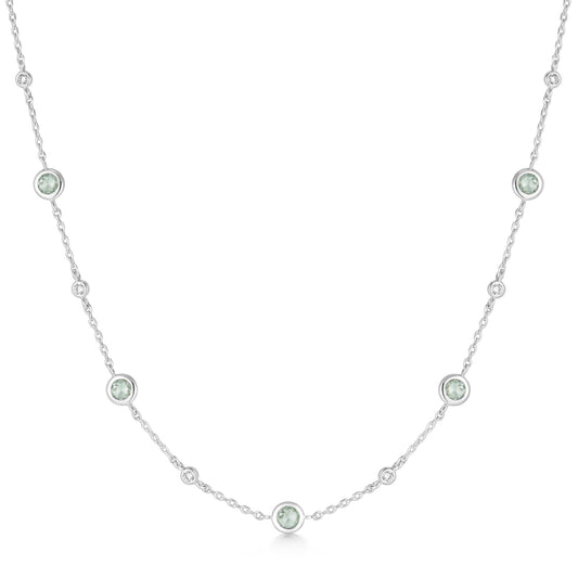 Silver Mint Green Station Necklace