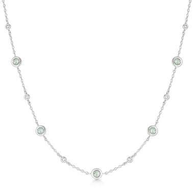 Silver Mint Green Station Necklace