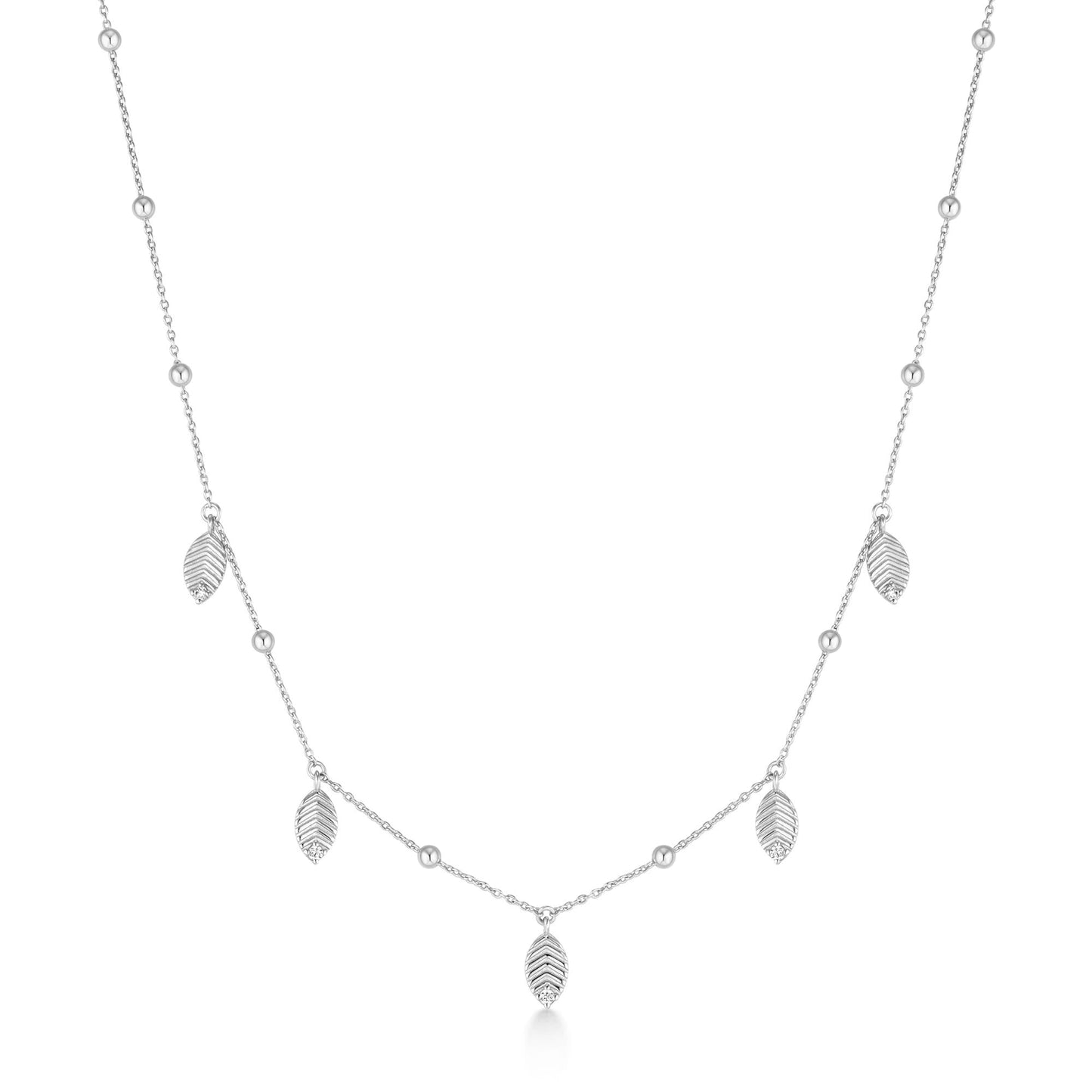 Silver Leaf Station Necklace