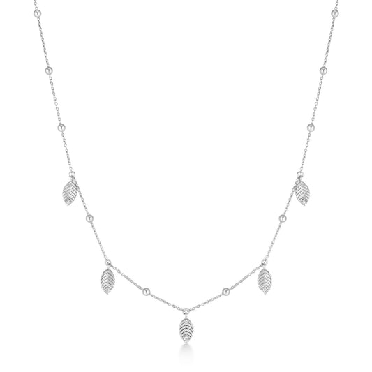 Silver Leaf Station Necklace